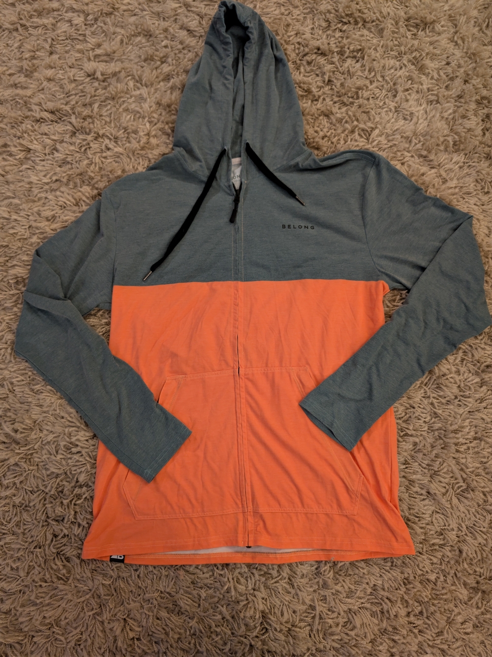 Belong Designs Gray Orange Traverse Tek Full Zip Hoodie Size M